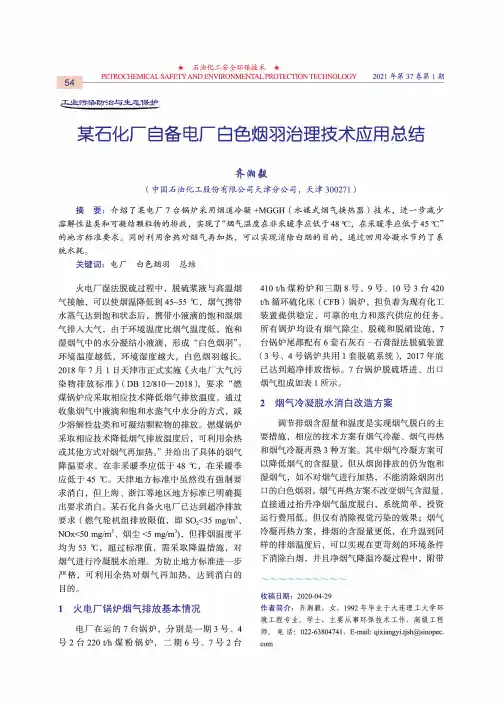 某石化厂自备电厂白色烟羽治理技术应用总结
