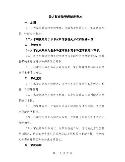 处方权审批管理制度范本（2篇）