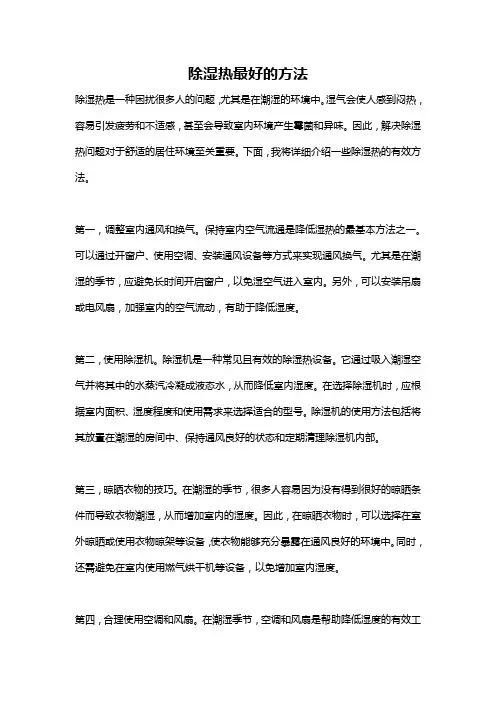 除湿热最好的方法