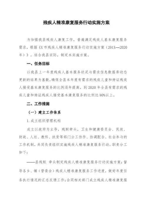 残疾人精准康复服务行动实施方案