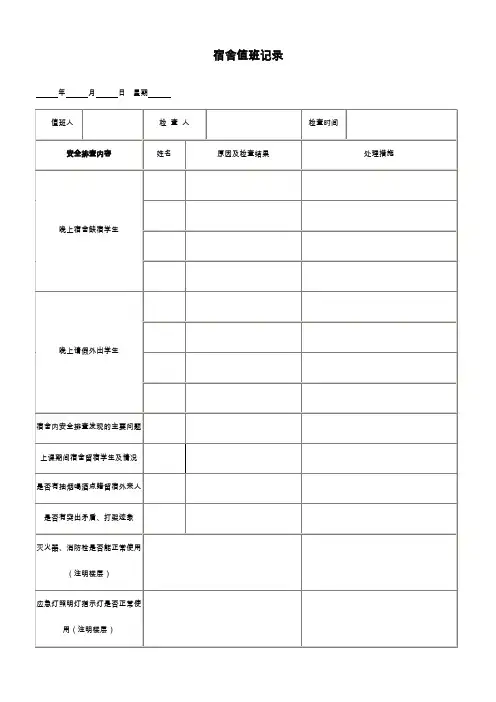 宿舍值班记录表