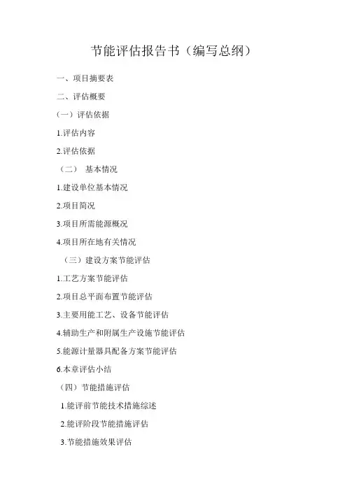节能报告书编写总纲