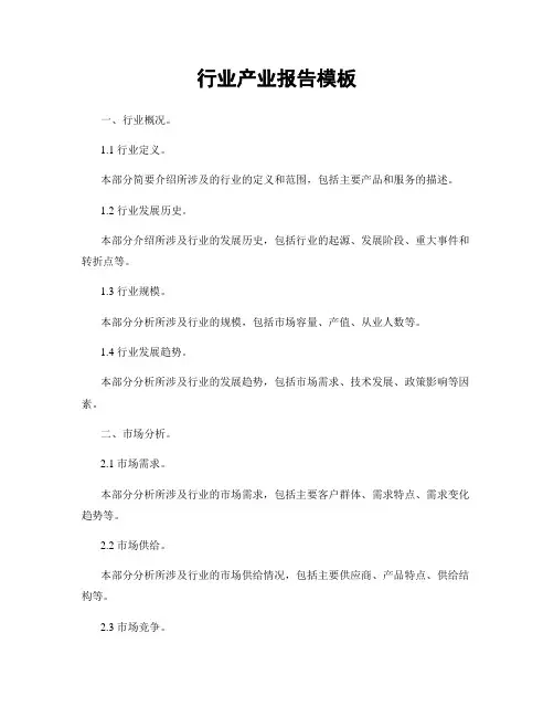 行业产业报告模板