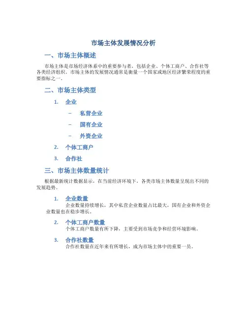 市场主体发展情况分析