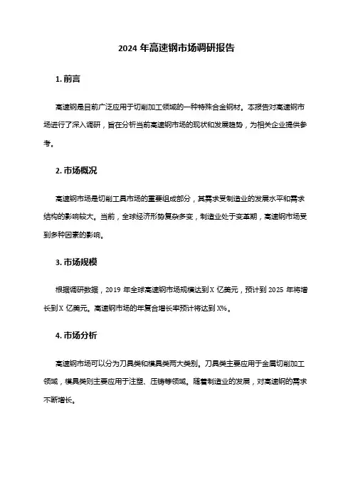 2024年高速钢市场调研报告