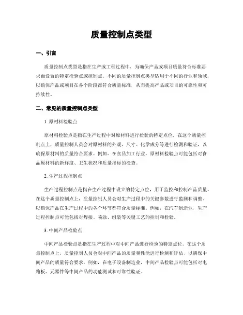 质量控制点类型
