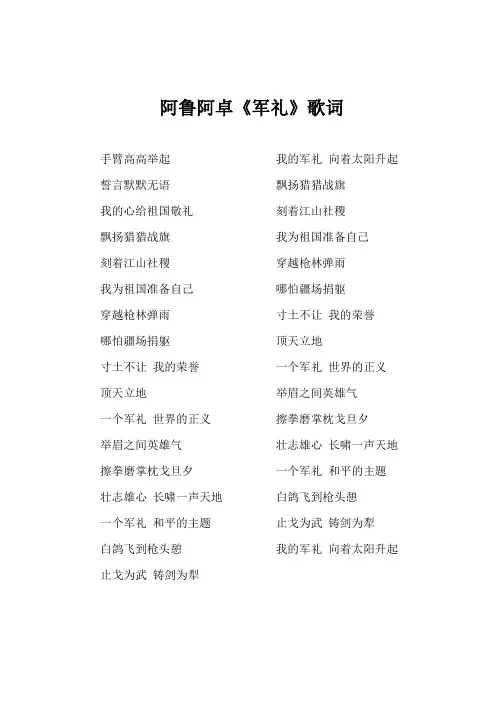 阿鲁阿卓《军礼》歌词(专辑：军礼)