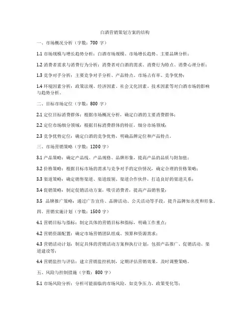 白酒营销策划方案的结构