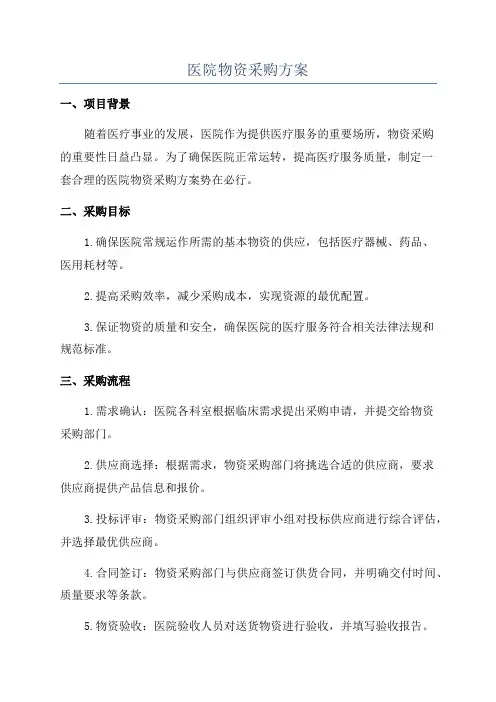 医院物资采购方案