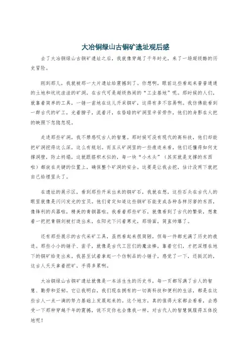 大冶铜绿山古铜矿遗址观后感