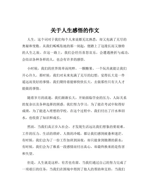 关于人生感悟的作文