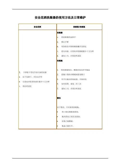安全花洒洗眼器的使用方法及日常维护