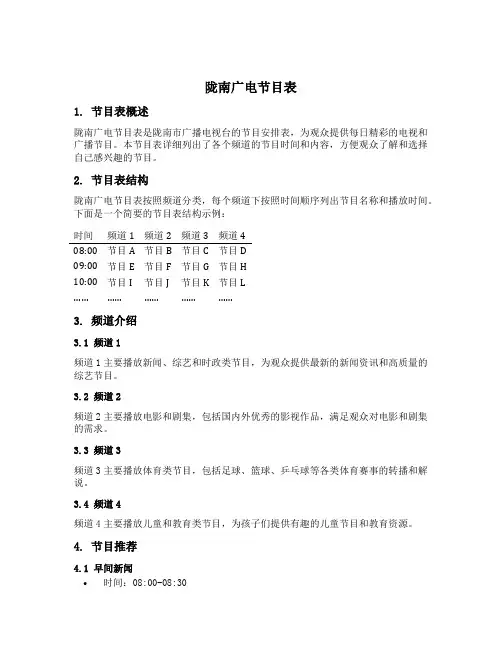 陇南广电节目表