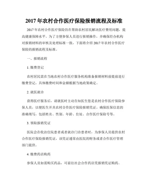2017年农村合作医疗保险报销流程及标准