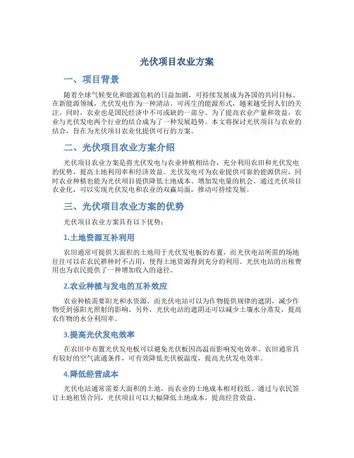 光伏项目农业方案