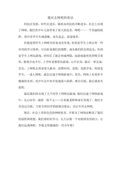 我对去网吧的看法