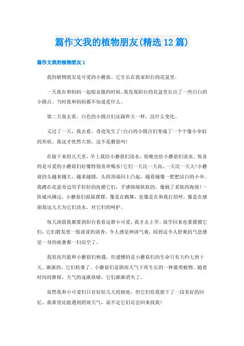 篇作文我的植物朋友(精选12篇)