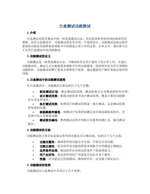 白盒测试功能测试