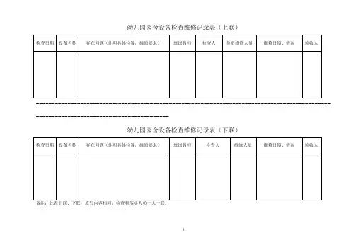 设备设施检查维修记录表