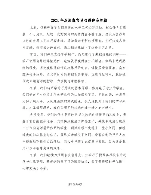 2024年万用表实习心得体会总结（三篇）