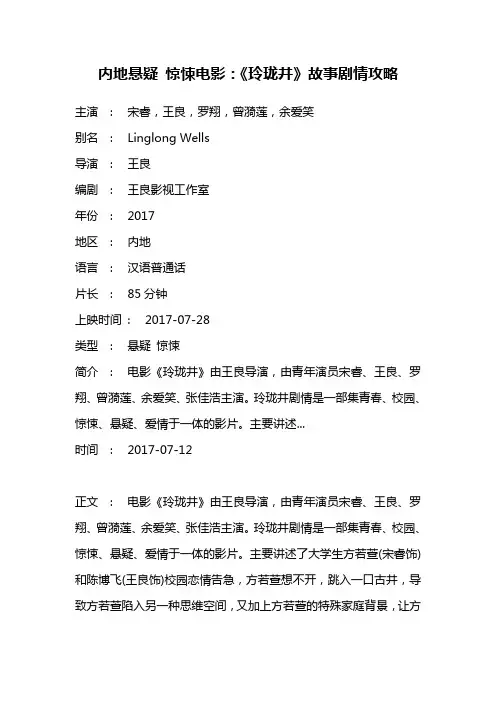 内地悬疑 惊悚电影《玲珑井》故事剧情攻略