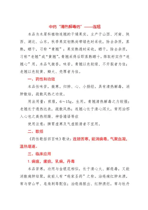 中药“清热解毒药”——连翘