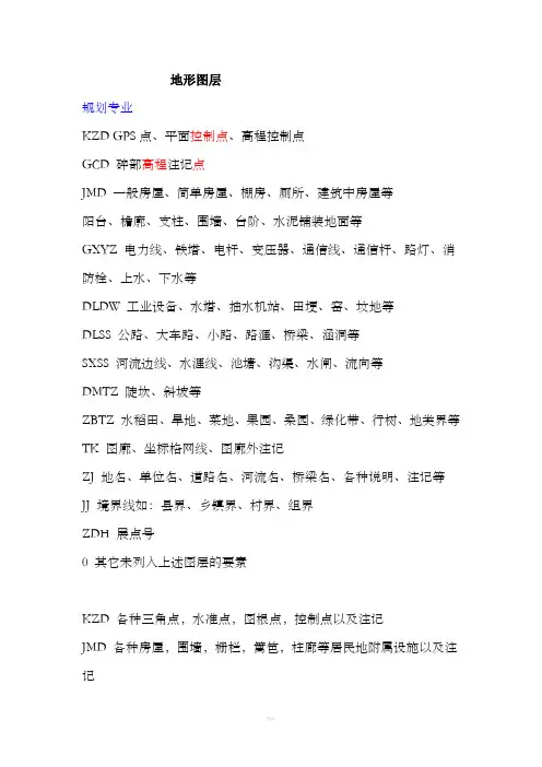 CAD地形图各图层表示含义