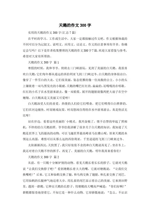 天鹅的作文300字