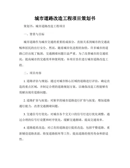 城市道路改造工程项目策划书