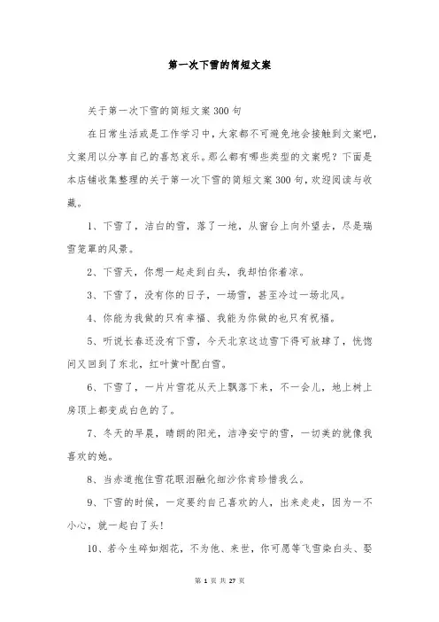 第一次下雪的简短文案