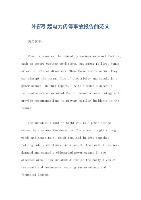 外部引起电力闪停事故报告的范文