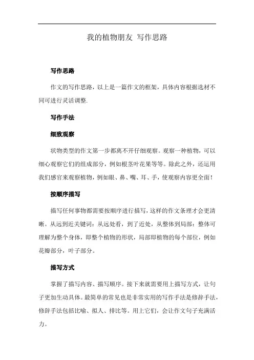 我的植物朋友 写作思路