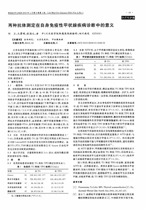 两种抗体测定在自身免疫性甲状腺疾病诊断中的意义