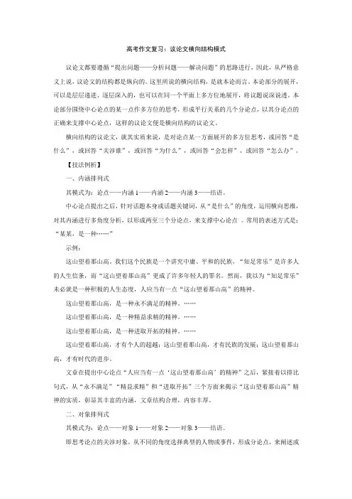 高考作文复习：议论文横向结构模式
