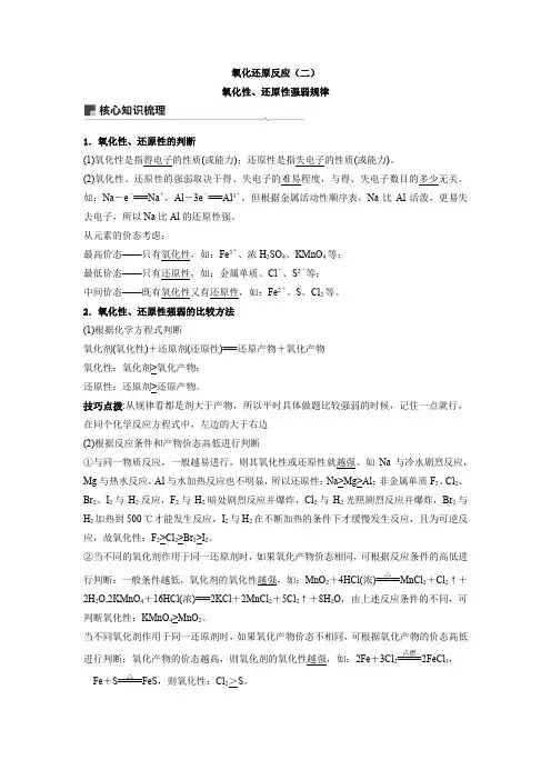 化学新高考  专题21   氧化还原反应之氧化性还原性强弱比较