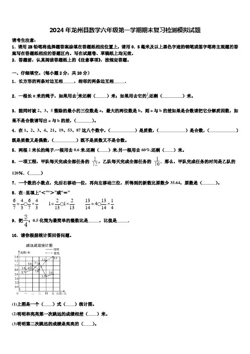 2024年龙州县数学六年级第一学期期末复习检测模拟试题含解析