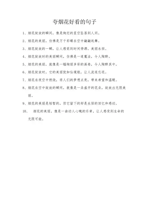 夸烟花好看的句子