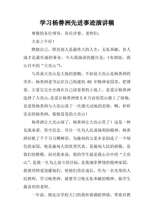学习杨善洲先进事迹演讲稿