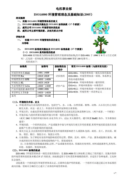 ISO14000理念及基础知识培训(2005版本)