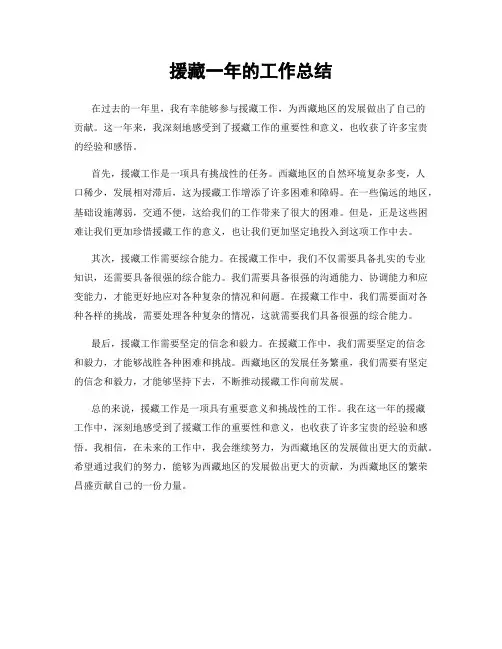 援藏一年的工作总结