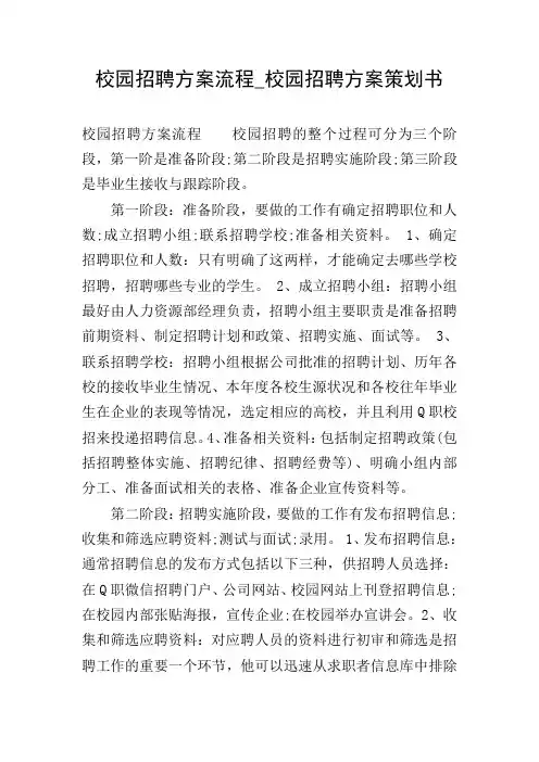 校园招聘方案流程_校园招聘方案策划书