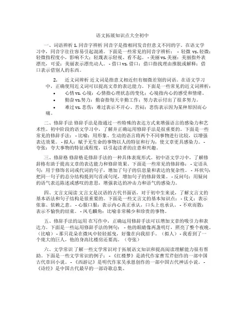 语文拓展知识点大全初中