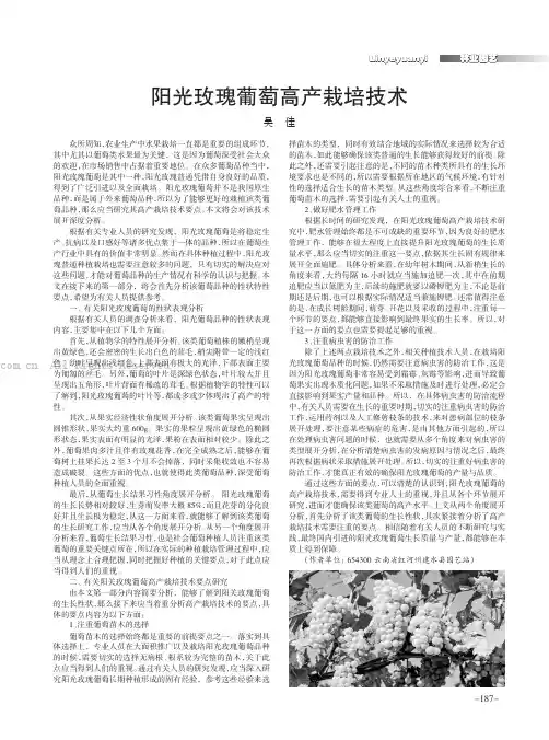 阳光玫瑰葡萄高产栽培技术