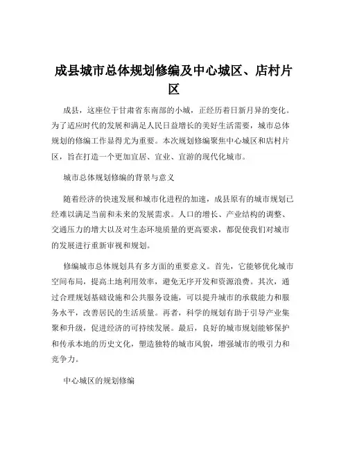 成县城市总体规划修编及中心城区、店村片区