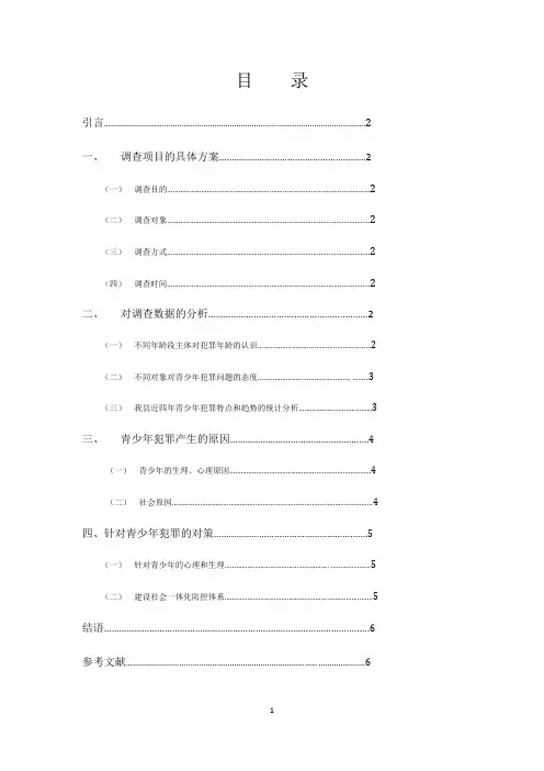 关于青少年犯罪的调查报告完整版