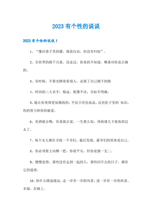 2023有个性的说说