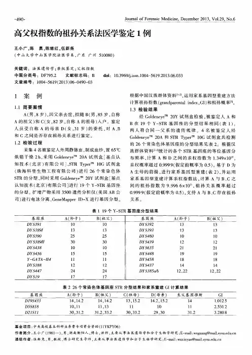 高父权指数的祖孙关系法医学鉴定1例