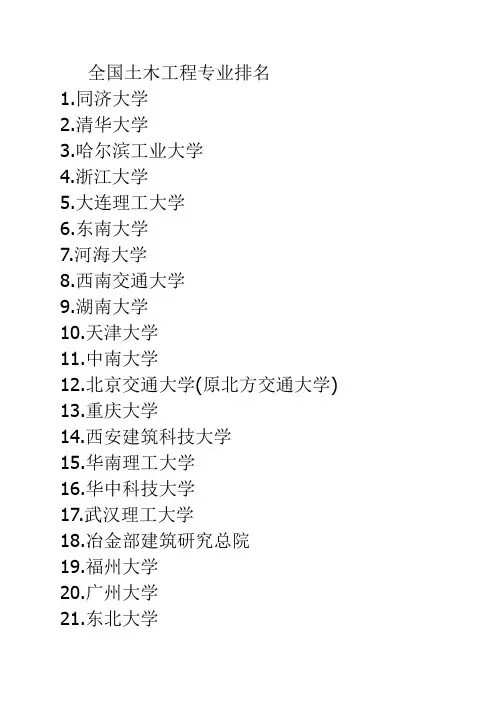 最新全国土木工程专业排名