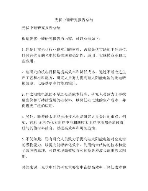 光伏中硅研究报告总结