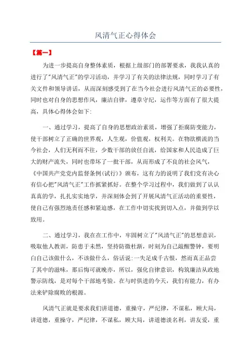 风清气正心得体会